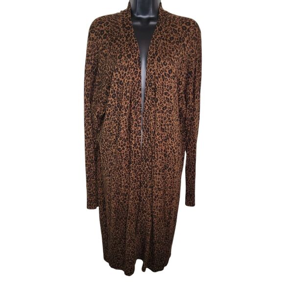 Sanctuary Leopard Animal Print Open front Ribbed Cardigan Size 1x - Picture 1 of 7